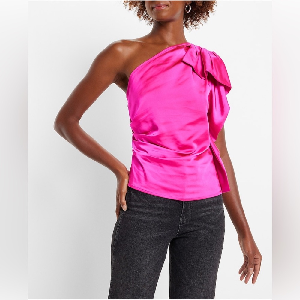 NWT Express Satin RuffleOne Shoulder Top